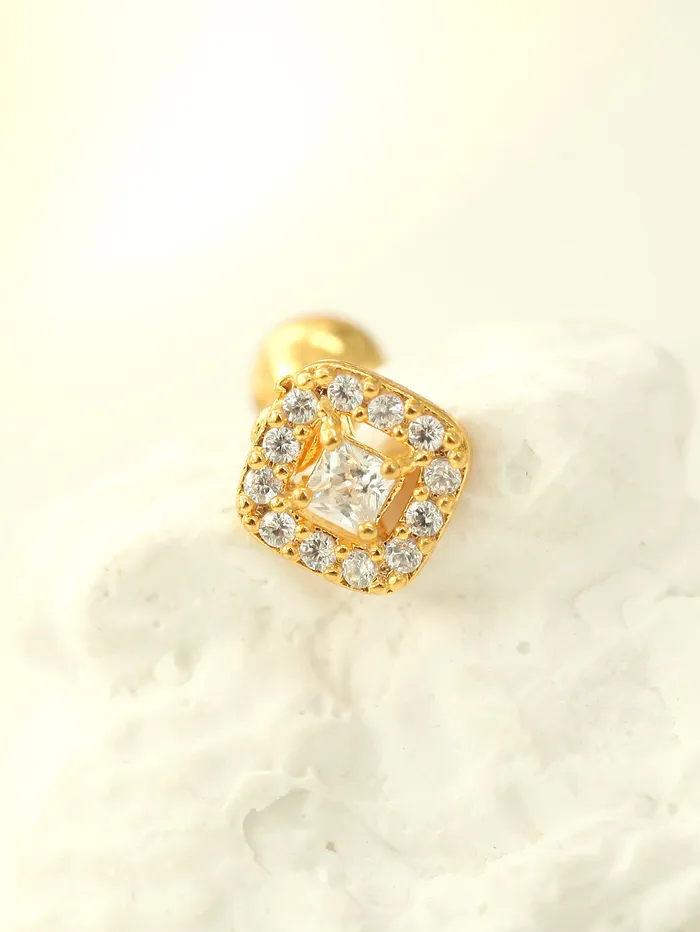 MinimalBijoux Earrings Classic Square CZ Stud Piercing