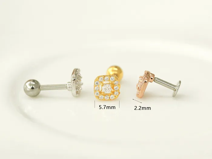 MinimalBijoux Earrings Classic Square CZ Stud Piercing