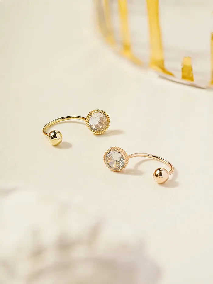 MinimalBijoux Rings 14K Gold Simple Round Curve Piercing 20G