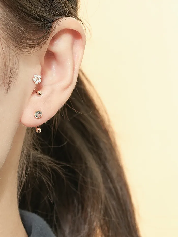 MinimalBijoux Rings 14K Gold Simple Round Curve Piercing 20G
