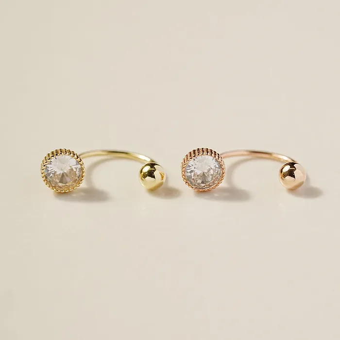 MinimalBijoux Rings 14K Gold Simple Round Curve Piercing 20G