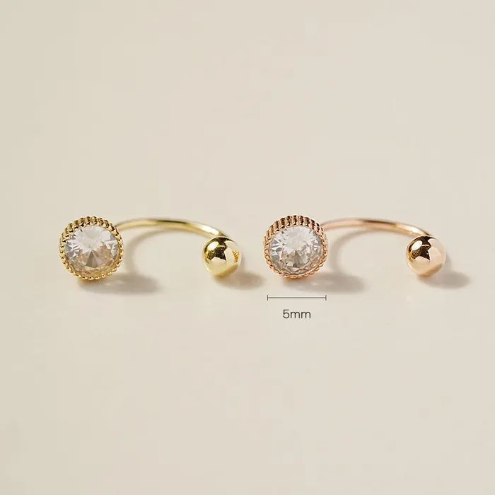 MinimalBijoux Rings 14K Gold Simple Round Curve Piercing 20G
