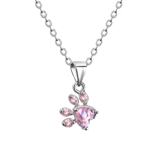 Necklaces CatCurio Pet Store Worlds Best Cat Supplies Store Cat Paws Rose Gold Necklace