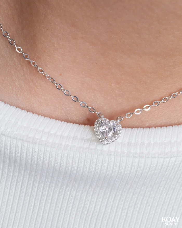 Necklaces Heart Zircon 03 N KOAY Silver Store