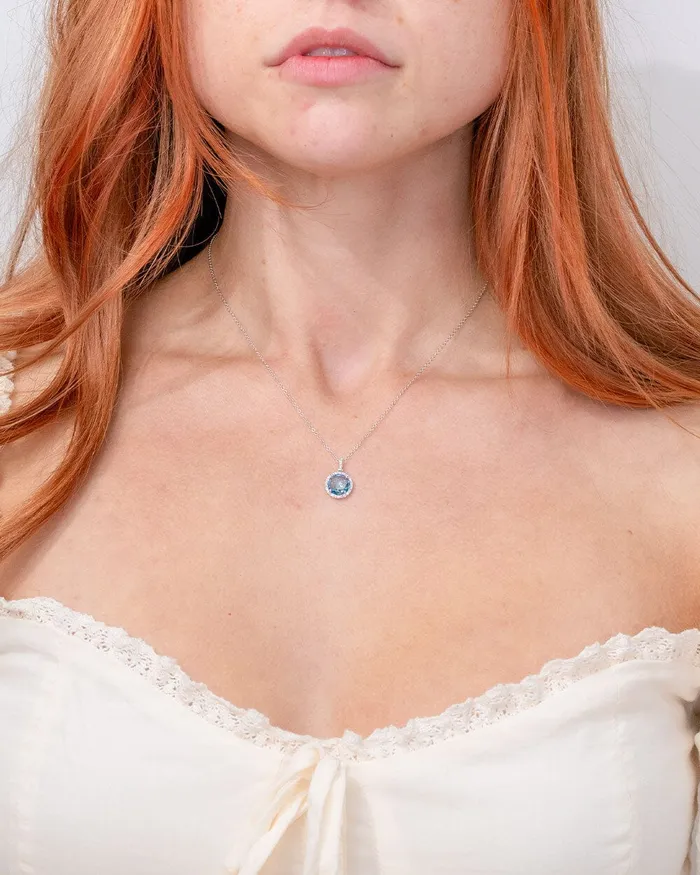 Necklaces Princess Bride Diamonds 225ct Blue Topaz Diamond Halo Necklace