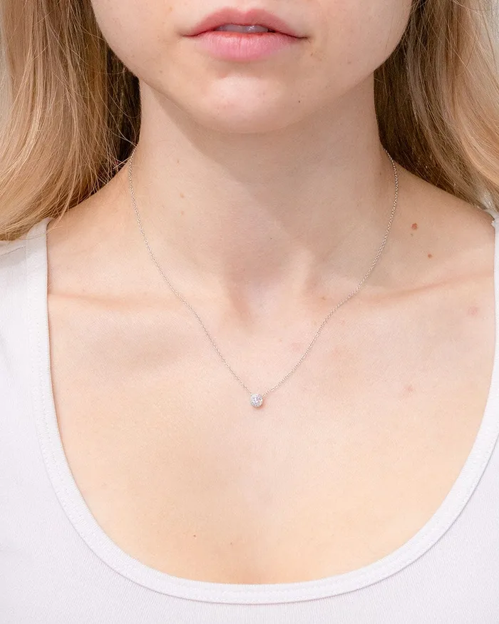 Necklaces Princess Bride Diamonds Mini Diamond Halo Necklace White Gold