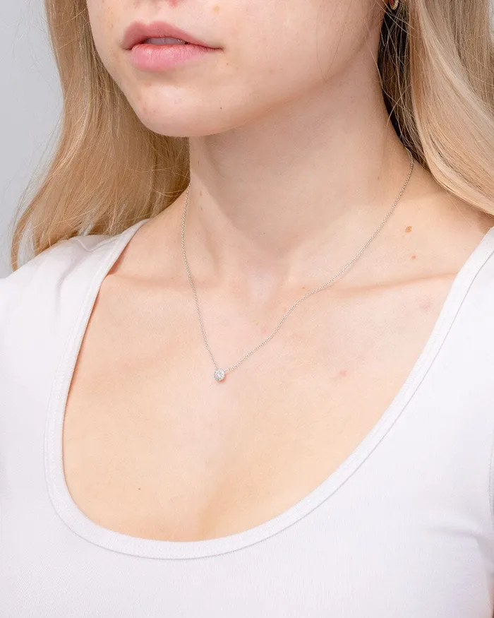 Necklaces Princess Bride Diamonds Mini Diamond Halo Necklace White Gold Necklaces Princess Bride Diamonds Mini Diamond Halo Necklace White Gold
