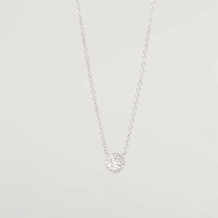 Necklaces Princess Bride Diamonds Mini Diamond Halo Necklace White Gold Necklaces Princess Bride Diamonds Mini Diamond Halo Necklace White Gold
