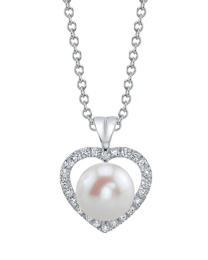 Necklaces SPT Freshwater Pearl Diamond Amour Pendant