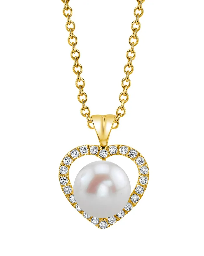 Necklaces SPT Freshwater Pearl Diamond Amour Pendant