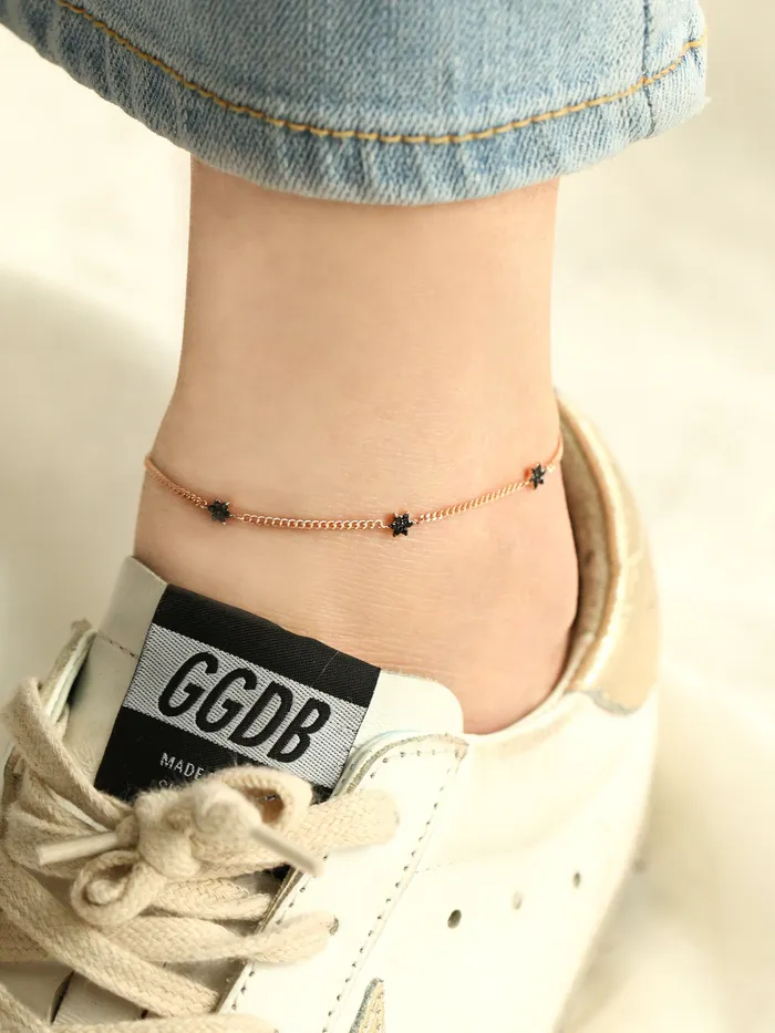 PreStyled Sets 14K 18K gold Black star Anklet MinimalBijoux