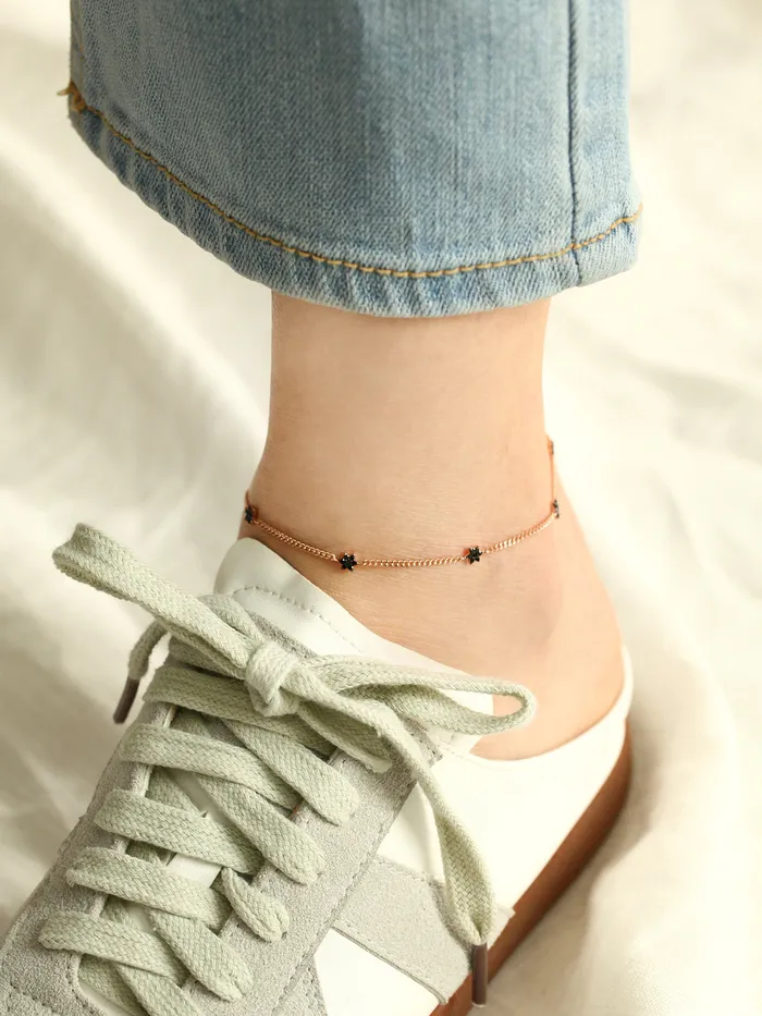 PreStyled Sets 14K 18K gold Black star Anklet MinimalBijoux