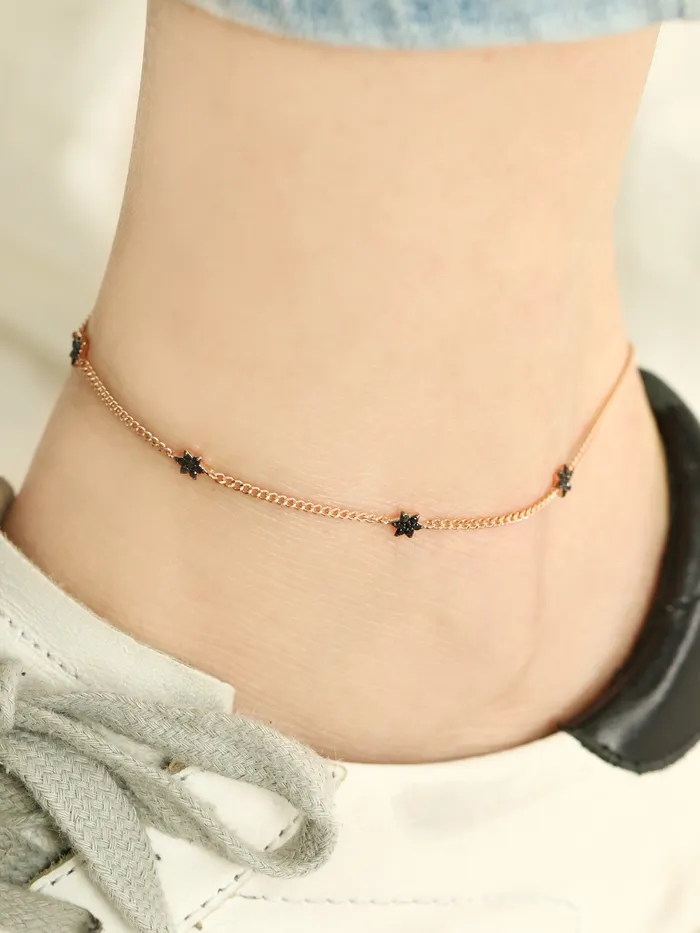 PreStyled Sets 14K 18K gold Black star Anklet MinimalBijoux