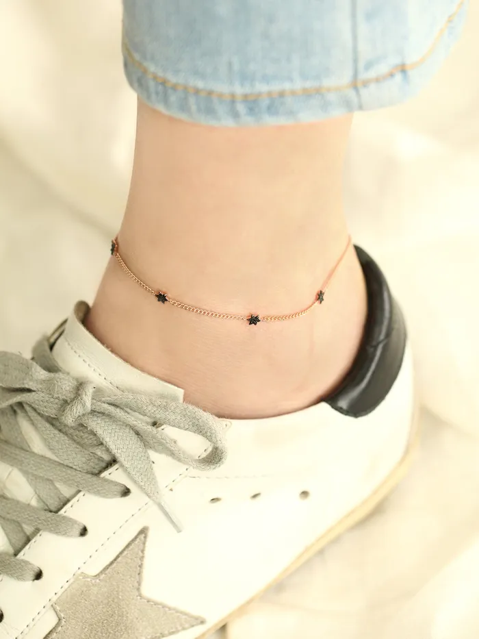 PreStyled Sets 14K 18K gold Black star Anklet MinimalBijoux