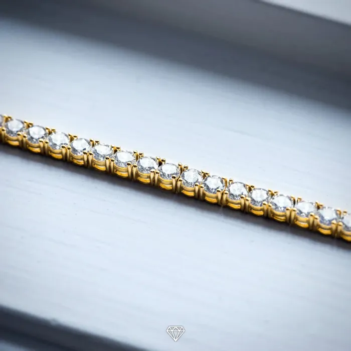 PreStyled Sets apollo31gold 4MM DIAMOND BUTTERCUP TENNIS CHAIN IN GOLD NEW