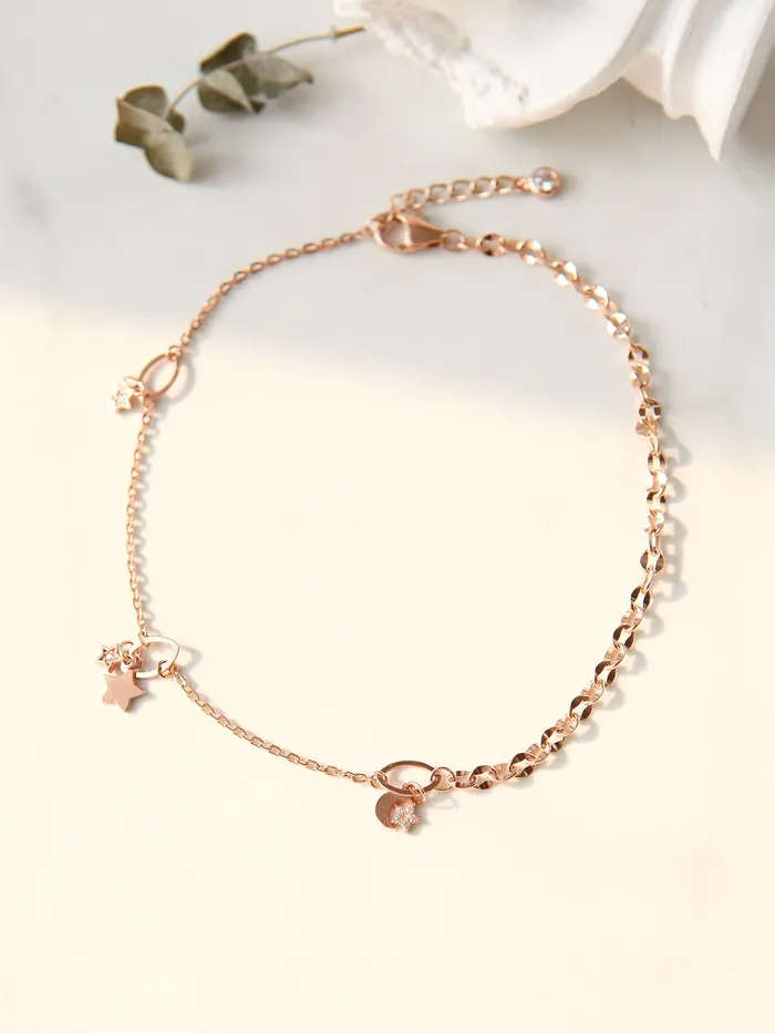PreStyled Sets MinimalBijoux 14K 18K Gold Moon Star Chain Anklet