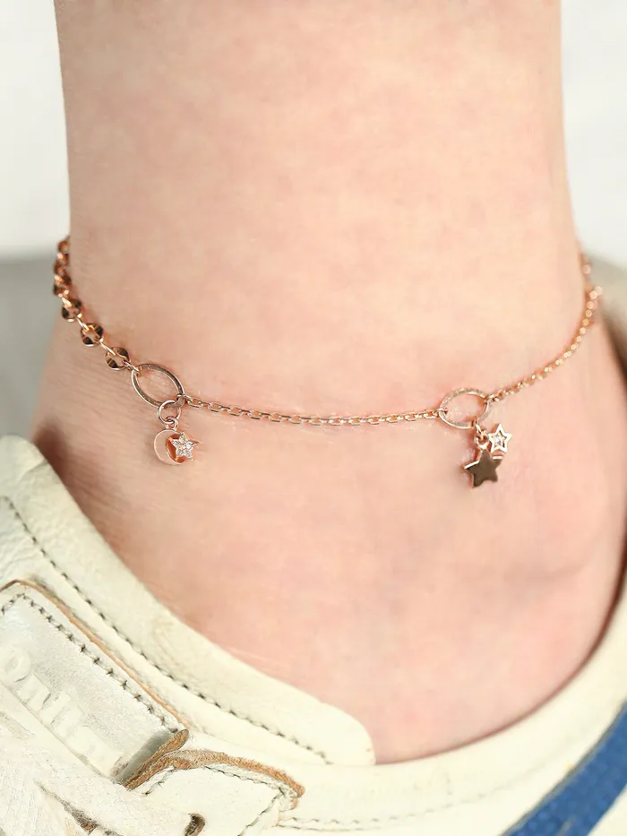 PreStyled Sets MinimalBijoux 14K 18K Gold Moon Star Chain Anklet