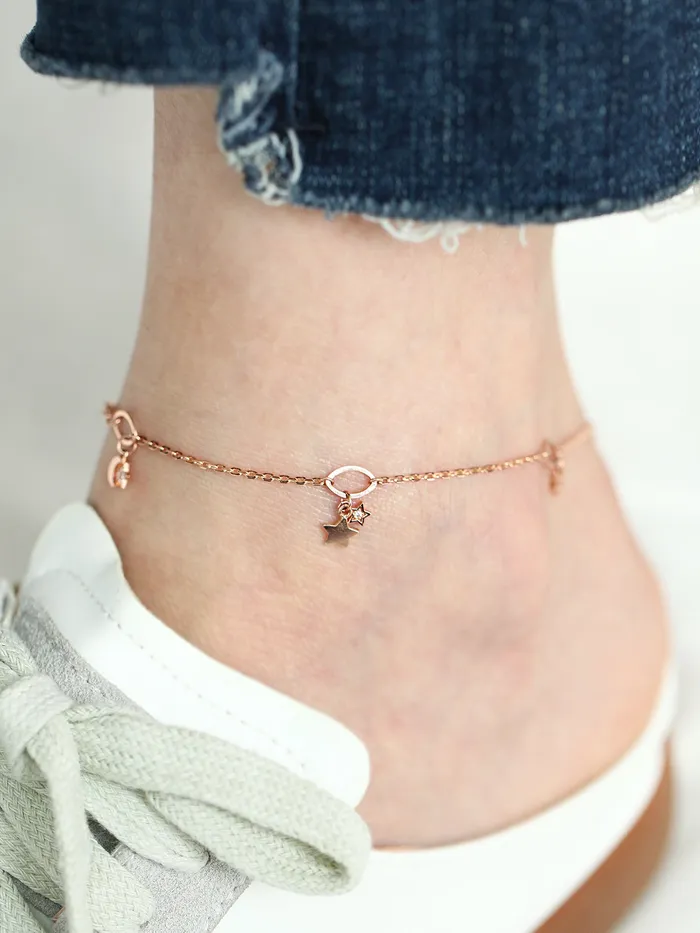 PreStyled Sets MinimalBijoux 14K 18K Gold Moon Star Chain Anklet