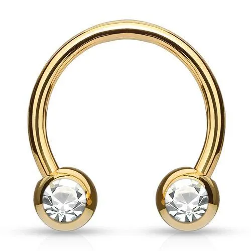 PreStyled Sets Tulsa Body Jewelry 14g Sideset CZ Gold Circular Barbell