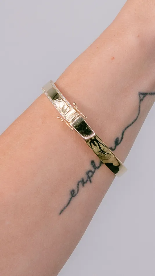 Princess Bride Diamonds 14k Yellow Gold ID Bangle PreStyled Sets Princess Bride Diamonds 14k Yellow Gold ID Bangle PreStyled Sets
