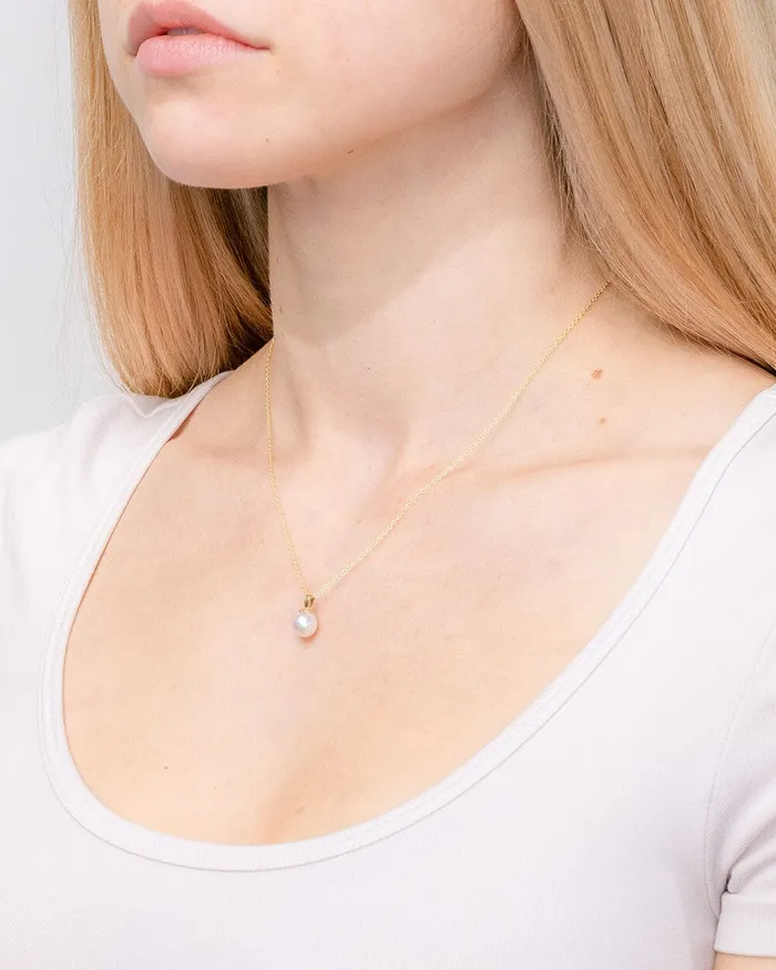 Princess Bride Diamonds Necklaces 7mm Freshwater Pearl Necklace 14k Yellow Gold Princess Bride Diamonds Necklaces 7mm Freshwater Pearl Necklace 14k Yellow Gold