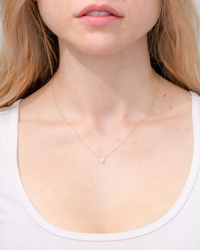 Princess Bride Diamonds Necklaces Mini Pav Heart Necklace Yellow Gold