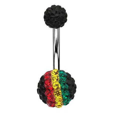 Rasta Striped Ferido Belly Ring Tulsa Body Jewelry Rings