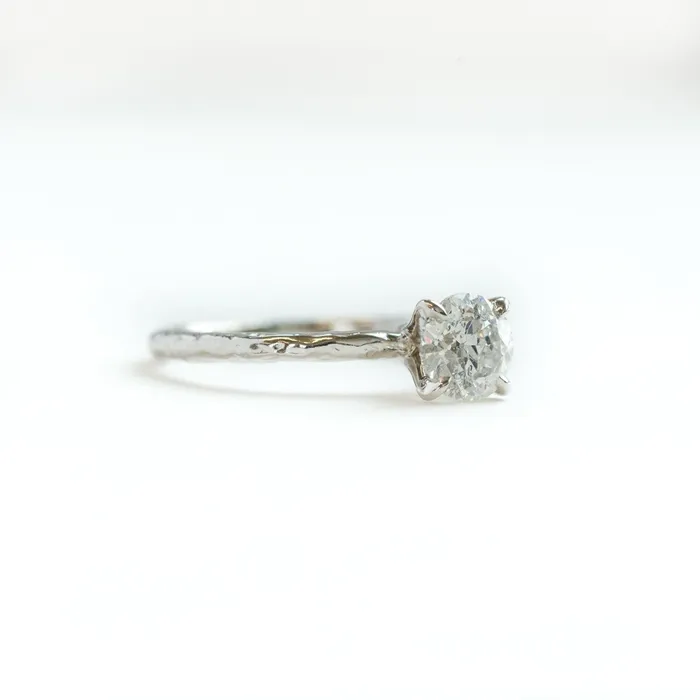 Rings 101ct Old European Cut Diamond Hand Carved Solitaire Engagement Ring White Gold Round Solitaire Anueva Jewelry