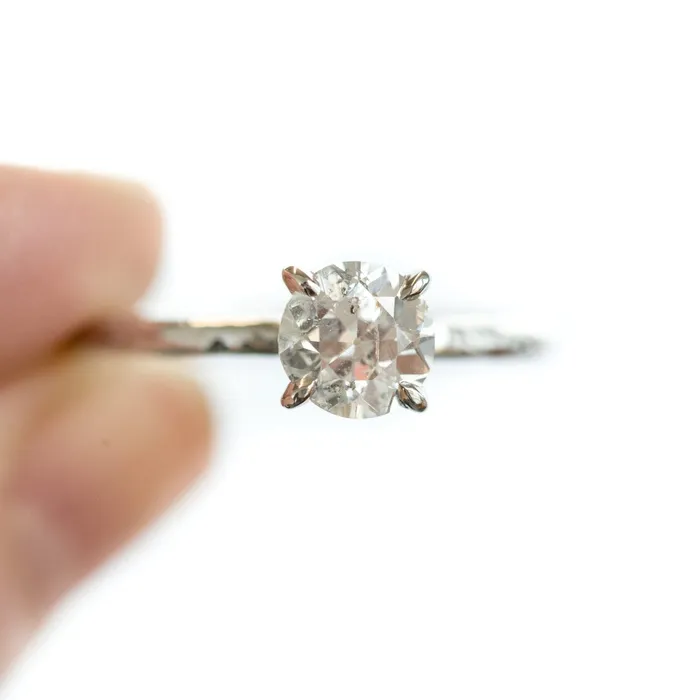 Rings 101ct Old European Cut Diamond Hand Carved Solitaire Engagement Ring White Gold Round Solitaire Anueva Jewelry