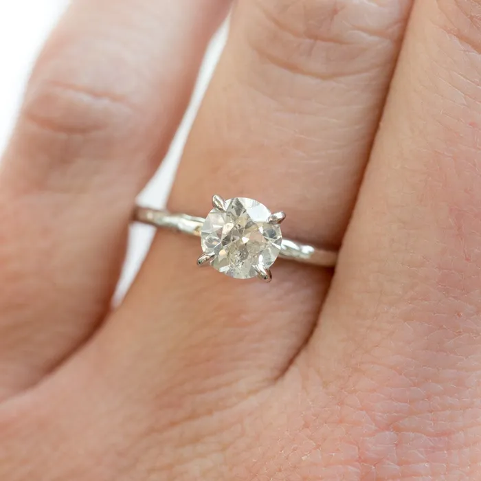 Rings 101ct Old European Cut Diamond Hand Carved Solitaire Engagement Ring White Gold Round Solitaire Anueva Jewelry