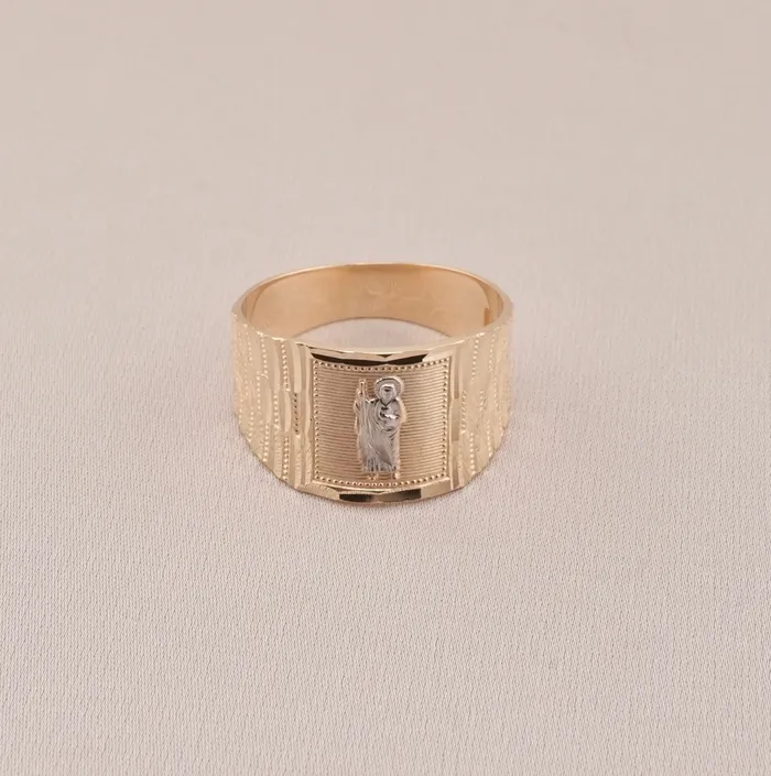 Rings AB and J 14K Gold San Judas Mens Ring RG1682