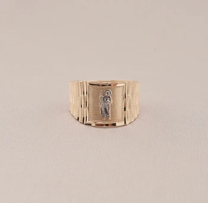 Rings AB and J 14K Gold San Judas Mens Ring RG1682 Rings AB and J 14K Gold San Judas Mens Ring RG1682