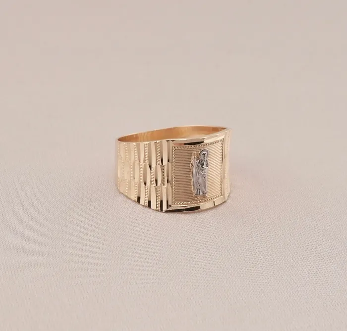 Rings AB and J 14K Gold San Judas Mens Ring RG1682 Rings AB and J 14K Gold San Judas Mens Ring RG1682