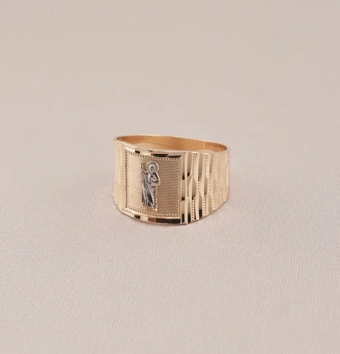 Rings AB and J 14K Gold San Judas Mens Ring RG1682 Rings AB and J 14K Gold San Judas Mens Ring RG1682