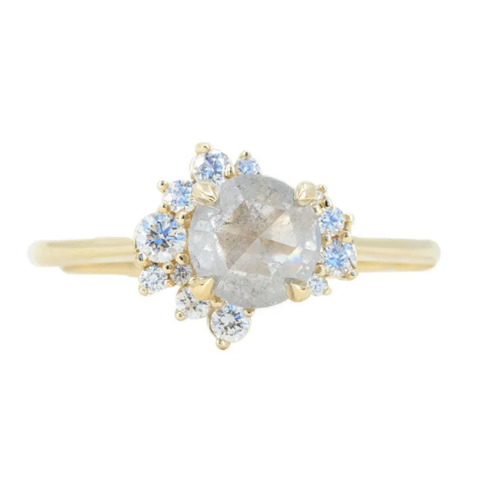 Rings Anueva Jewelry 092ct Light Grey Rosecut Diamond Asymmetrical Cluster Ring In 14k Yellow Gold Rings Anueva Jewelry 092ct Light Grey Rosecut Diamond Asymmetrical Cluster Ring In 14k Yellow Gold