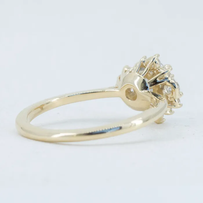 Rings Anueva Jewelry 092ct Light Grey Rosecut Diamond Asymmetrical Cluster Ring In 14k Yellow Gold