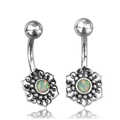 Rings Chaotic Trading Sterling Silver White Opal Belly Ring
