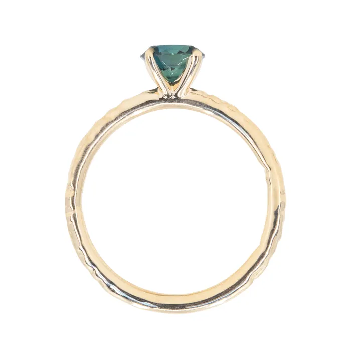 Rings Daniel Stair 088ct Round Blue Kenyan Sapphire Evergreen Solitaire Ring in 14k Yellow Gold