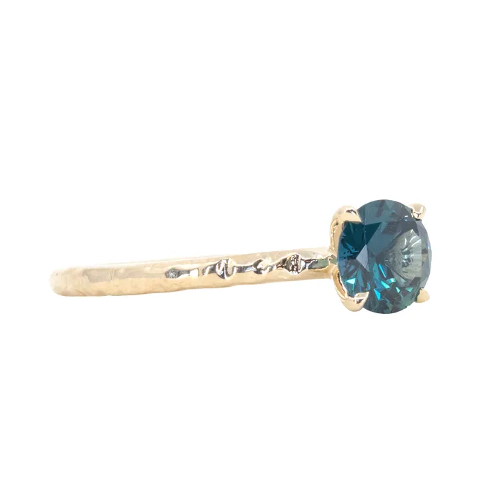 Rings Daniel Stair 088ct Round Blue Kenyan Sapphire Evergreen Solitaire Ring in 14k Yellow Gold