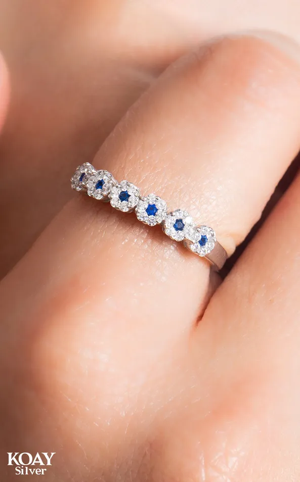 Rings KOAY Silver Store Zircon Ring 087 Navy