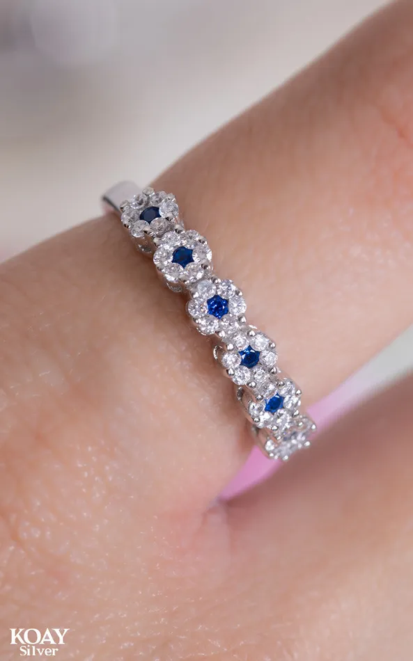 Rings KOAY Silver Store Zircon Ring 087 Navy