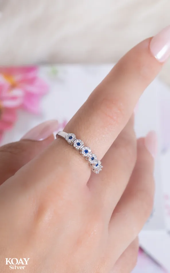 Rings KOAY Silver Store Zircon Ring 087 Navy