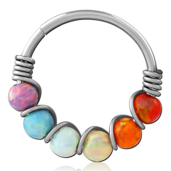 Rings Opal Wrapped Stainless Continuous Ring Tulsa Body Jewelry