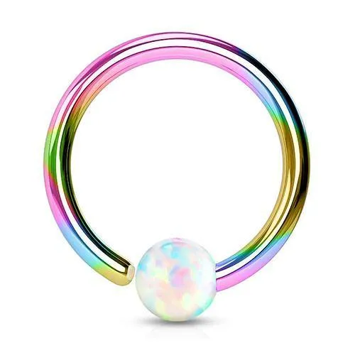 Rings Tulsa Body Jewelry 16g Rainbow Fixed Opal Bead Ring