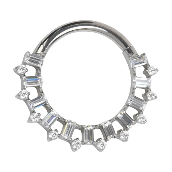 Rings Tulsa Body Jewelry Lace CZ Hinged Titanium Ring