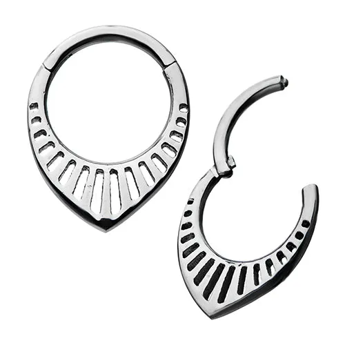 Rings Tulsa Body Jewelry Teardrop Fan Hinged Segment Ring