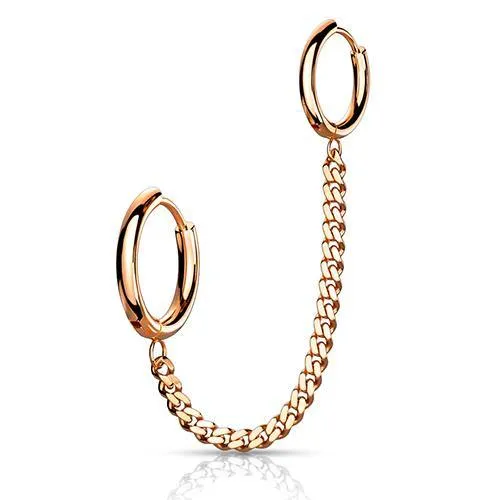 Rose Gold Chained Cartilage Rings Tulsa Body Jewelry Earrings