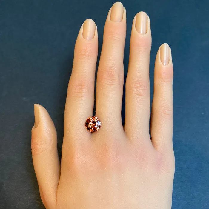 Round Brilliant Cut Malaya Garnet 438 Carats Moriartys Gem Art Rings