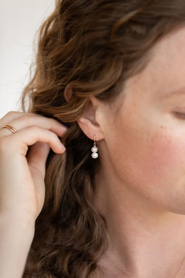 Sheena Marshall Jewelry Earrings SAMPLE SALE Pearl Drop Earrings Gold Fill Pearl