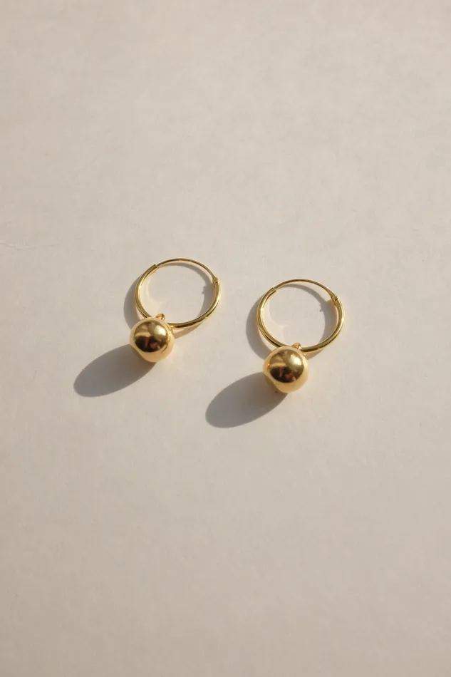 SMALL GOLD PLATED BALL HOOP EARRINGS collectionno2 Earrings SMALL GOLD PLATED BALL HOOP EARRINGS collectionno2 Earrings
